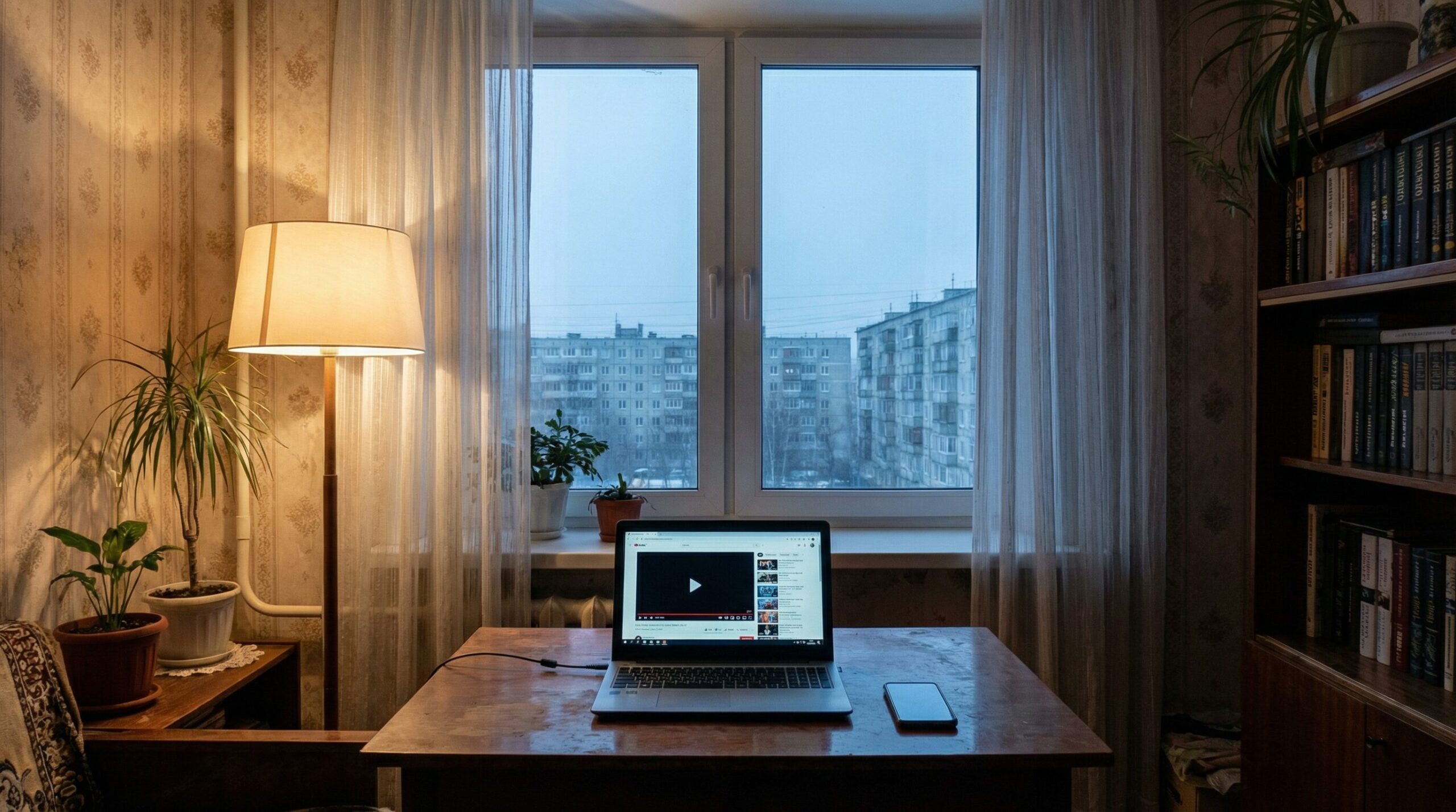 ロシアの自宅でWi-FiとVPNに接続し、海外サービスを利用する様子