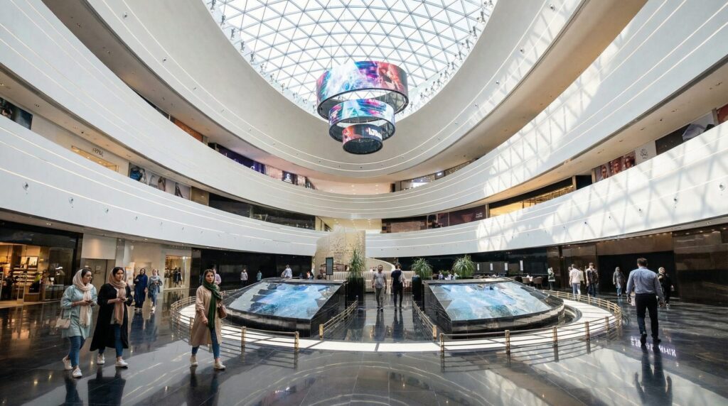 非常に洗練されたデザインで、高級スーパーやオーガニックショップも入るテヘランの最新モール内部